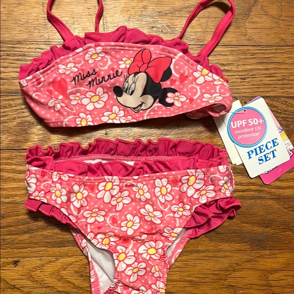 Disney Minnie Mouse Pink Kids Swimsuit Set